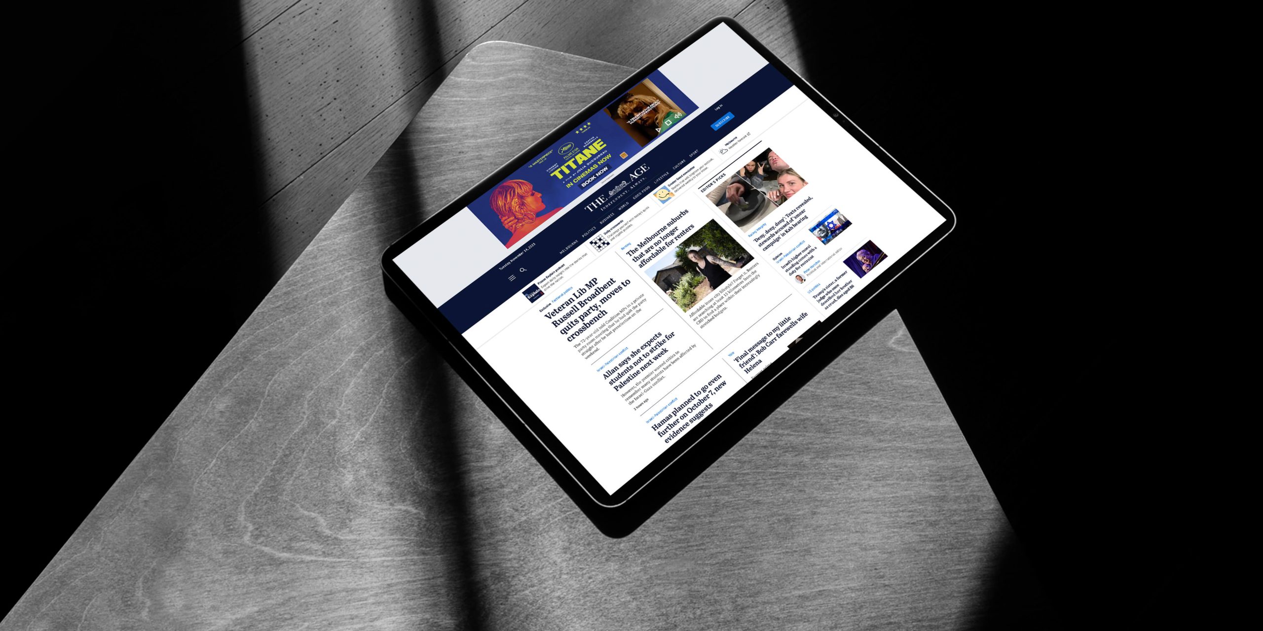 A news site on a tablet — publisher and native.